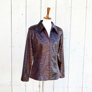 Vintage 80s Mesmerize Gold USA Animal Print Full Zip Jacket Size L